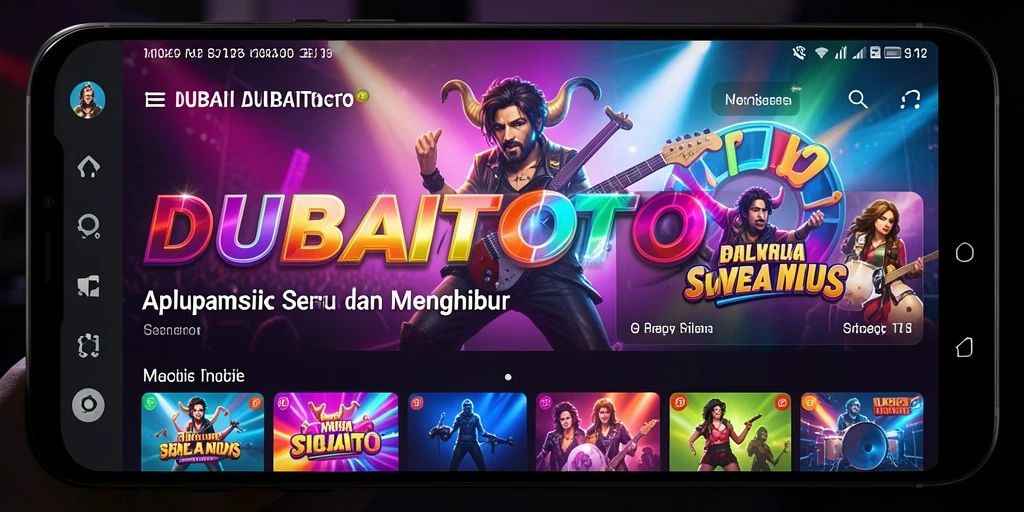 Screenshot gameplay DUBAITOTO dengan tampilan antarmuka aplikasi musik.