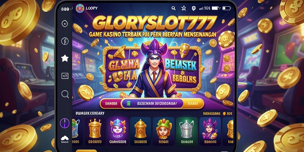 Screenshot utama GLORYSLOT777 menampilkan gameplay seru dan hadiah besar.