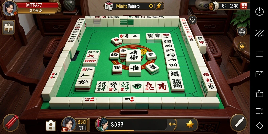 Tampilan menarik dari gameplay Mahjong dalam MITRA77.