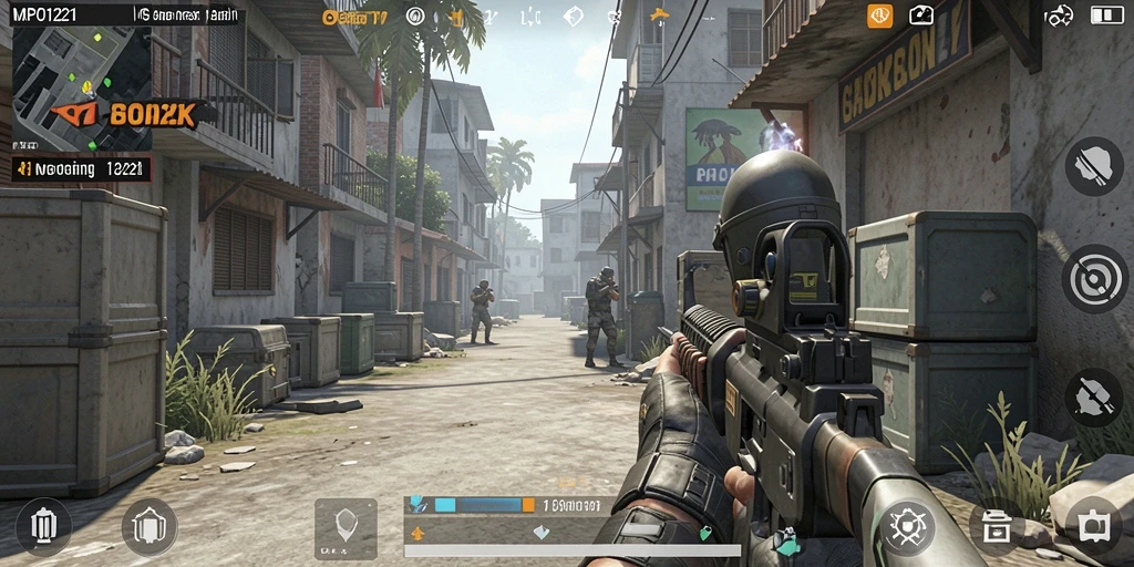 Screenshot menyerukan aksi pertempuran yang mendebarkan dalam game MPO1221.
