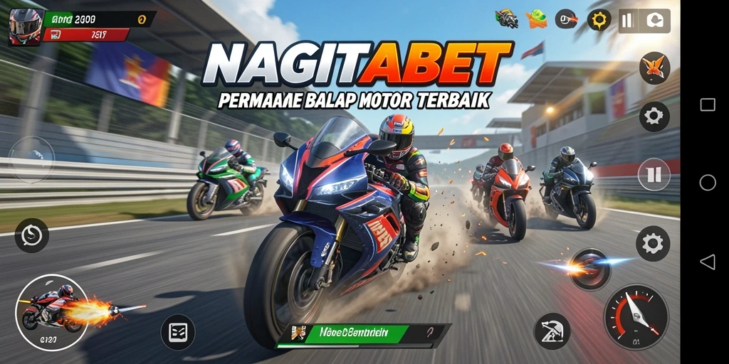 Tampilan seru dari gameplay balap motor NAGITABET.