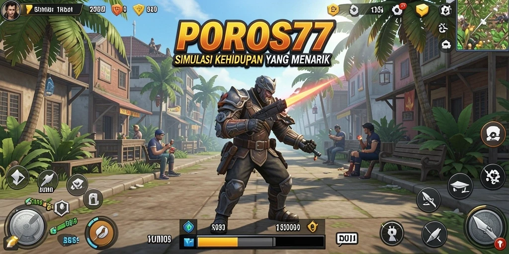 Tangkapan layar permainan POROS77 yang menunjukkan interaksi karakter.