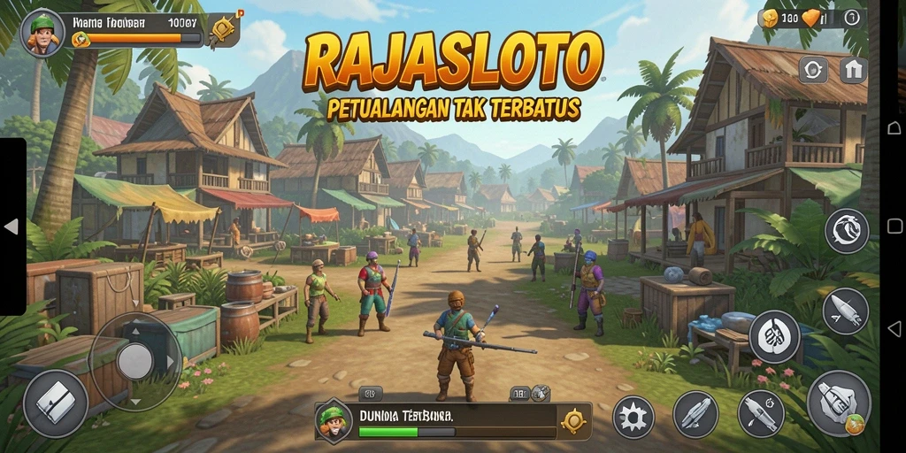 Gameplay seru RAJASLOTO dalam dunia terbuka yang luas.