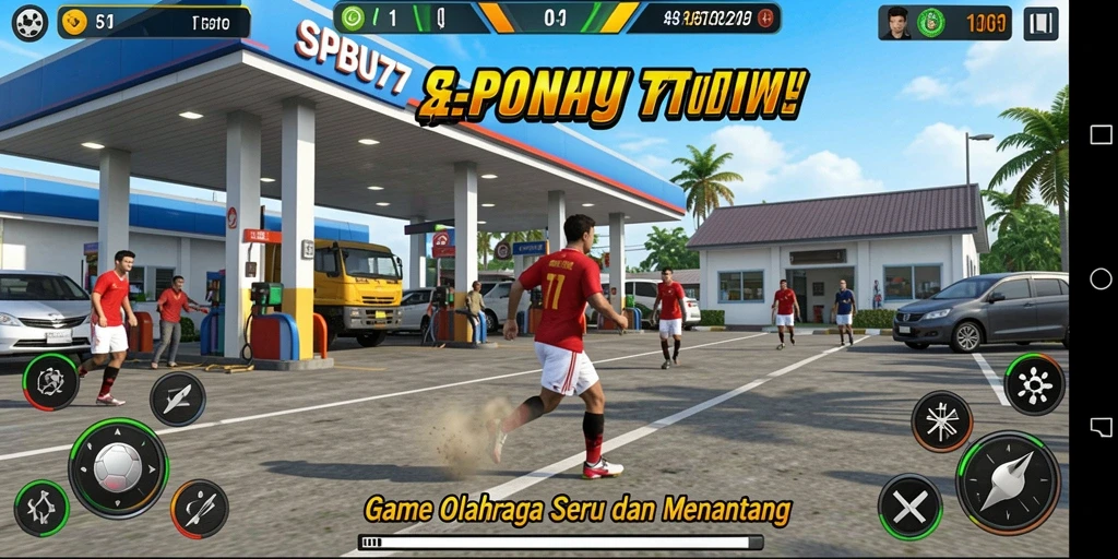Gameplay seru dalam SPBU77 dengan aksi olahraga yang mendebarkan.
