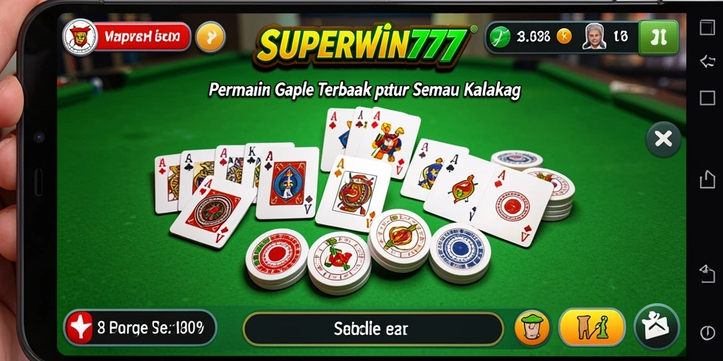 Tangkapan layar gameplay SUPERWIN777 menampilkan suasana seru bermain Gaple.